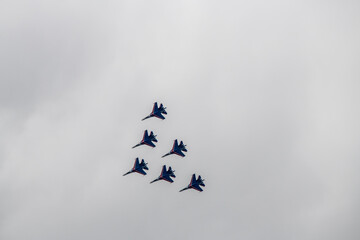 demonstration flights of modern combat aircraft at the Max-21 aerospace salon in Zhukovsky - Powered by Adobe