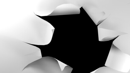 White paper tear on blackground. 3d rendering