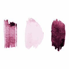 Three watercolor brush stroke on the white