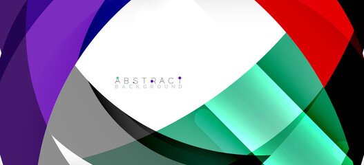 Obraz premium Color circle shapes, minimal geometric background. Trendy dynamic composition. Vector Illustration For Wallpaper, Banner, Background, Landing Page