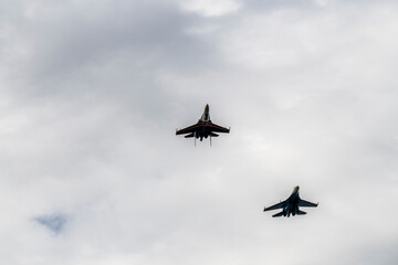 demonstration flights of modern combat aircraft at the Max-21 aerospace salon in Zhukovsky