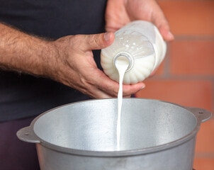 Dishes for making cheese from milk.