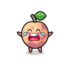 the illustration of crying pluot fruit cute baby