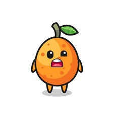 the shocked face of the cute kumquat mascot