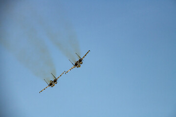 demonstration flights of modern combat aircraft at the Max-21 aerospace salon in Zhukovsky
