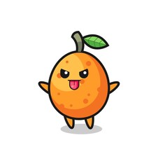 naughty kumquat character in mocking pose