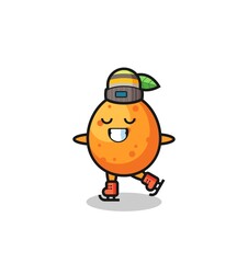 kumquat cartoon as an ice skating player doing perform