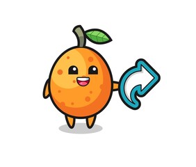 cute kumquat hold social media share symbol