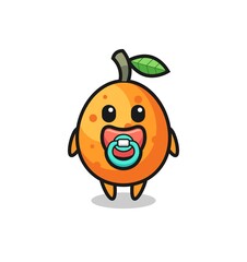 baby kumquat cartoon character with pacifier