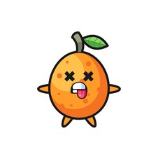 character of the cute kumquat with dead pose