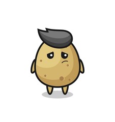 the lazy gesture of potato cartoon character