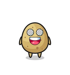 cute potato character with hypnotized eyes