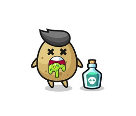 illustration of an potato character vomiting due to poisoning
