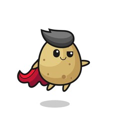 cute potato superhero character is flying