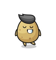 potato cartoon illustration with a shy expression