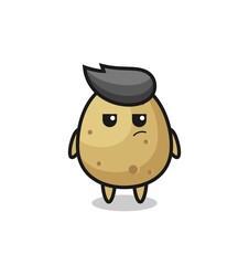 cute potato character with suspicious expression