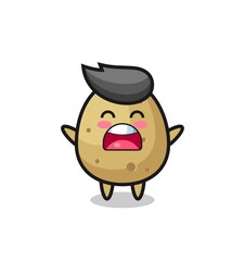 cute potato mascot with a yawn expression