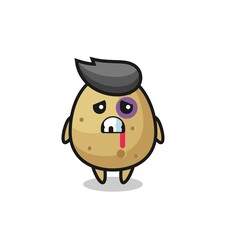 injured potato character with a bruised face