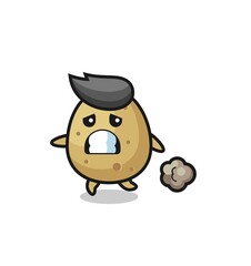 illustration of the potato running in fear