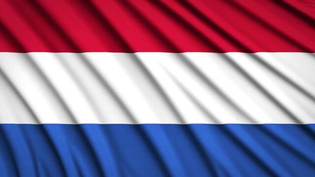 Netherlands flag in motion. National background. Smooth fabric waves. 4K video. 3D rendering.