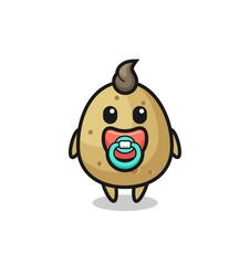 baby potato cartoon character with pacifier