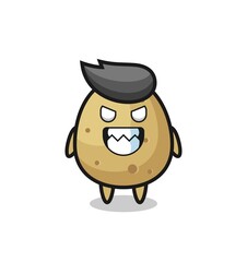 evil expression of the potato cute mascot character
