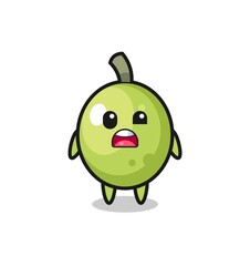 the shocked face of the cute olive mascot