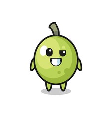 cute olive mascot with an optimistic face