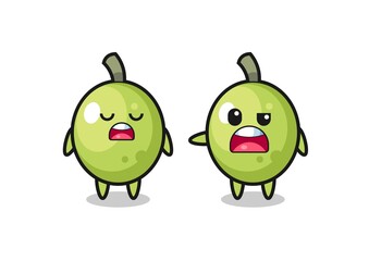 illustration of the argue between two cute olive characters