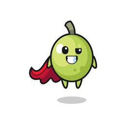 the cute olive character as a flying superhero