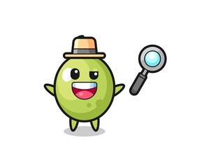 illustration of the olive mascot as a detective who manages to solve a case