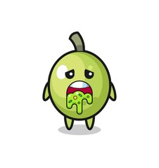 the cute olive character with puke