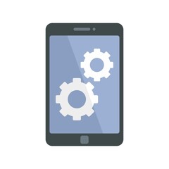 Phone repair gears icon flat isolated vector