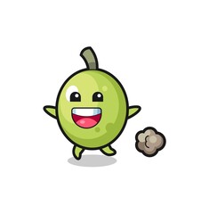 the happy olive cartoon with running pose