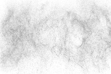 Distressed black texture. Dark grainy texture on white background. Dust overlay textured. Grain noise particles. Rusted white effect. Grunge design elements. Vector illustration, EPS 10.