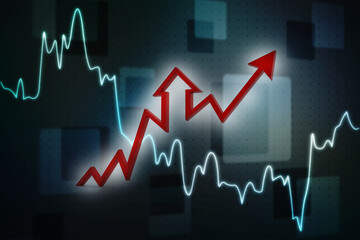 3d rendering business graph and documents. Stock market chart. Business graph background, Financial Background