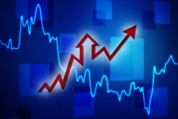 3d rendering business graph and documents. Stock market chart. Business graph background, Financial Background