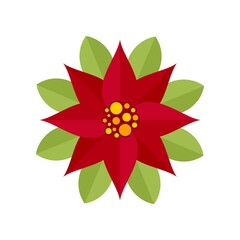 Floral poinsettia icon flat isolated vector