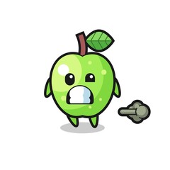 the illustration of the green apple cartoon doing fart