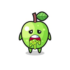 the cute green apple character with puke