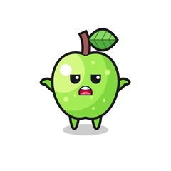 green apple mascot character saying I do not know