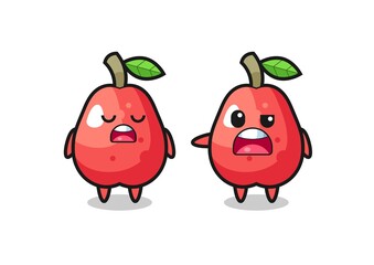 illustration of the argue between two cute water apple characters