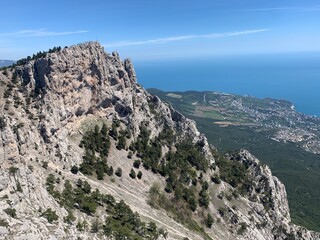 Landscape with mountain peaks and rocks