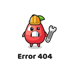 error 404 with the cute water apple mascot