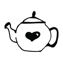 Teapot vector icon. Teapot for tea ceremonies. Container for tea. Doodle kettle.