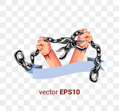 Vector Image Illustration of a hand holding a chain of freedom symbol