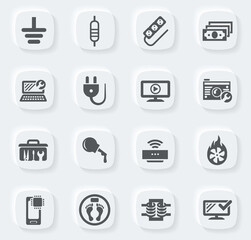 Electronic repair icons set