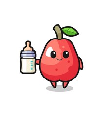 baby water apple cartoon character with milk bottle