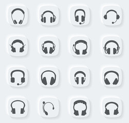 Headphones icons set