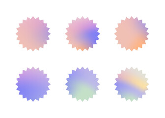Circle holographic gradients set, spherical buttons.